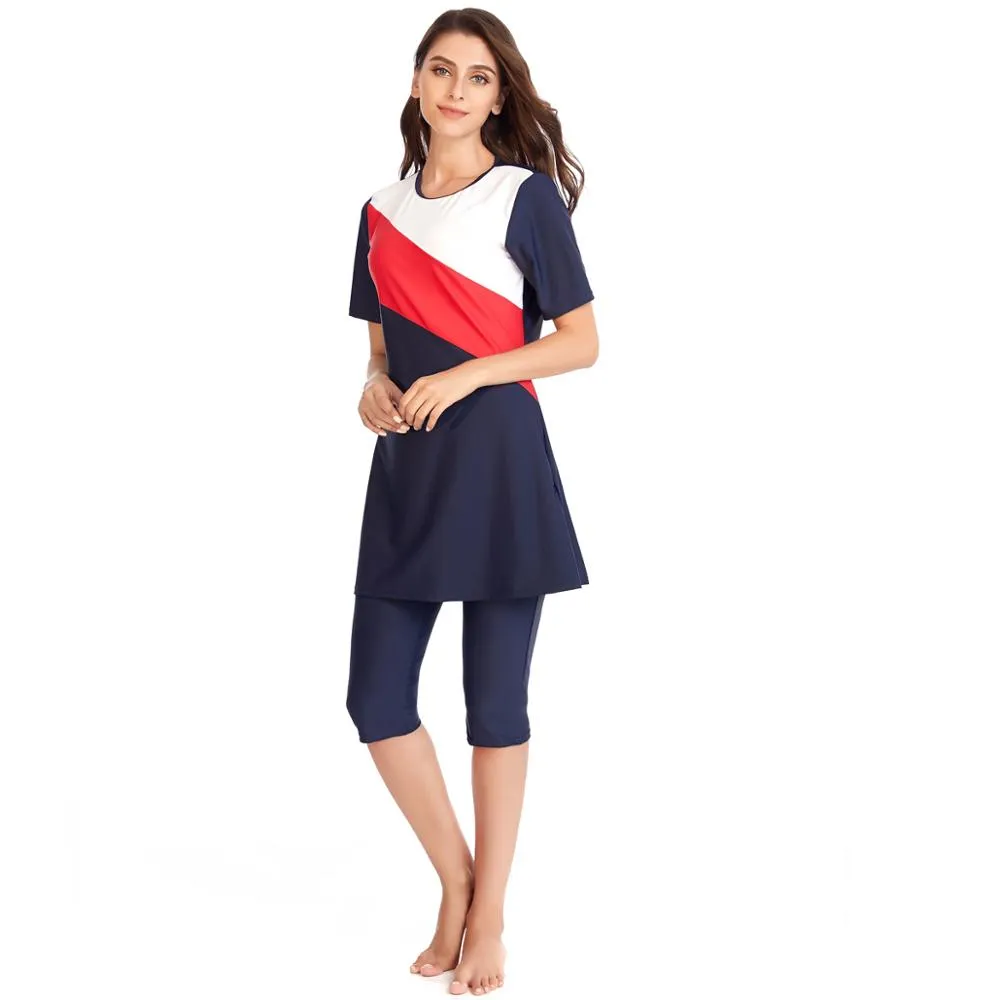 YONGSEN Plus Size Burkini - Modest Muslim Swimwear With Short Sleeves & Hijab For Women