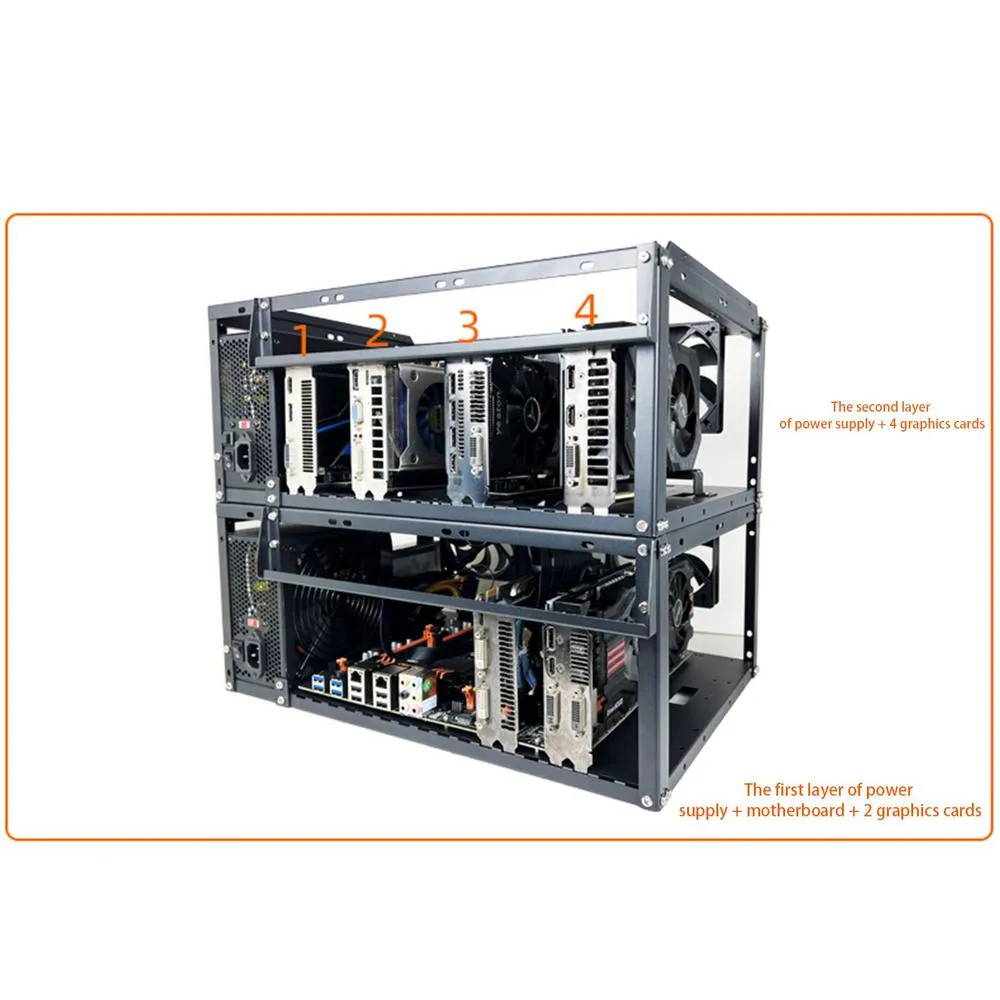 Stackable Electronics Chassis X79 X99 Dual EATX Motherboard Stackable PC Case with Mid-Tower Open ...