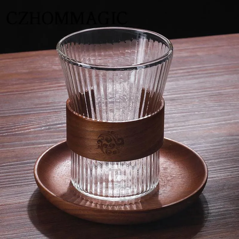 350ML Glass Coffee Mug with Wooden Sleeve, Set of 4, Japanese Style  Stripes, Transparent Round Glass Cup from Dhgate Disposable Dinnerware -  price 27.27