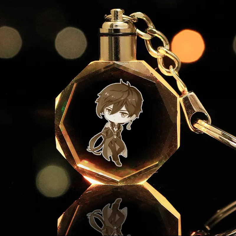 Cosplayer Introduction Character Keychain Genshin Impact Keychain Crystal Cosplay Keyring for Rosaria Ganyu ...