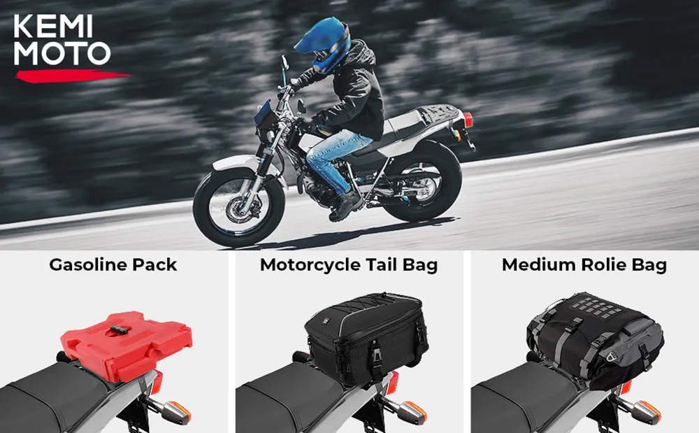 KEMIMOTO Motorcycle Rear Luggage Rack Compatible With TW200 1987-2025 - Black Enduro Tail Storage Carrier