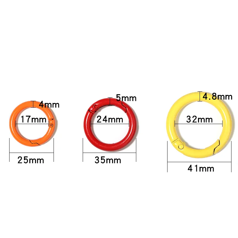 25 35 41mm Colorful Paint Spring Clasps Round Spring Snap Clips ...