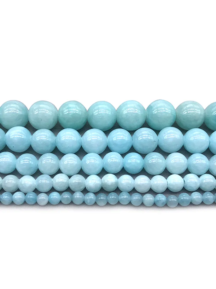 10mm Blue Jade Gemstone Round Loose Beads - 15" Strand, Center-Drilled, Nickel-Free