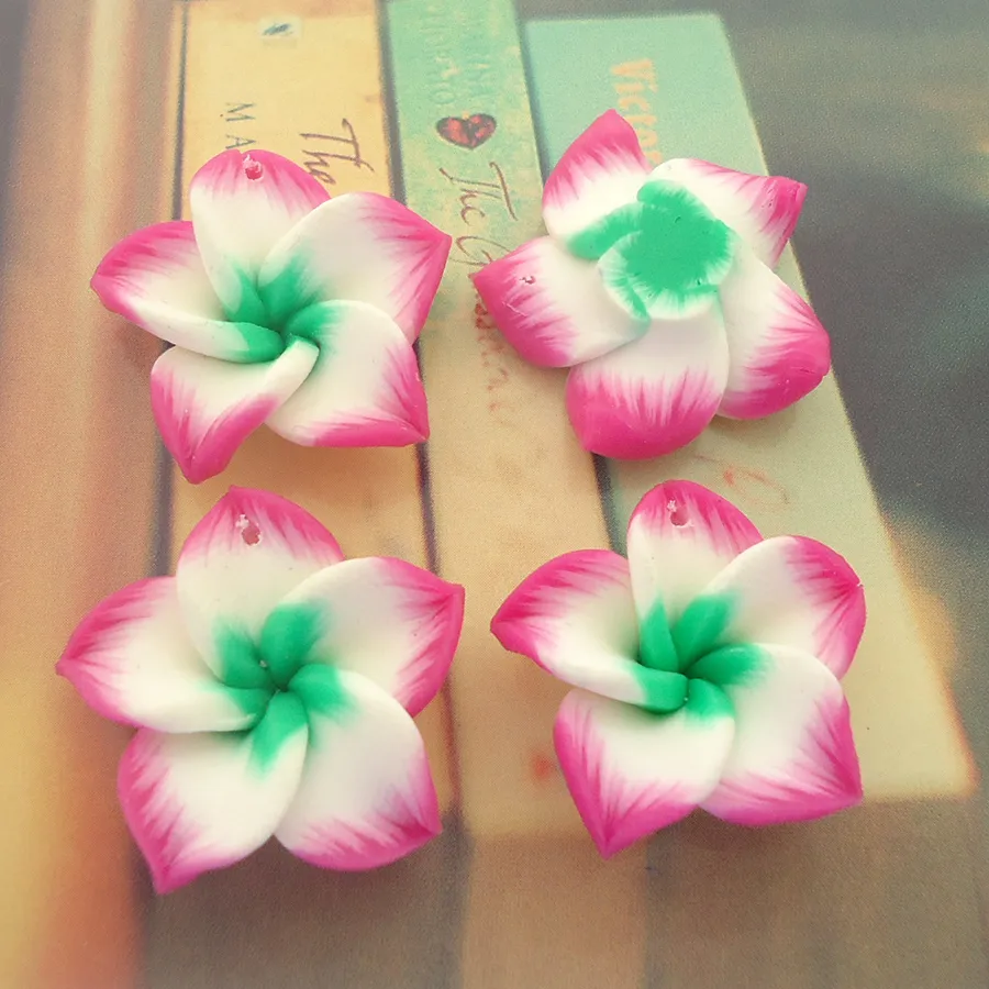 Stylish Plumeria Flower Jewelry Set With Polymer Clay Flower