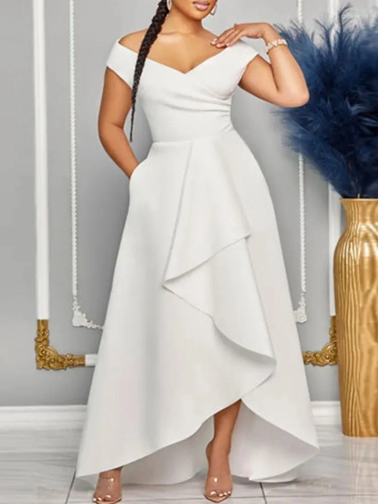 【関税&送料込み】Off-White Dresses DHgate.com:Womens Casual Off-Shoulder Sleeveless Solid Maxi
