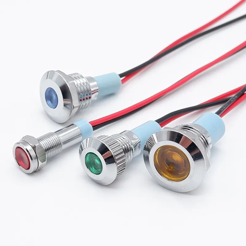10 LEDs Indicateurs AC/DC 24V - 8mm, Montage Panneau, Rouge Jaune Bleu Vert Blanc
