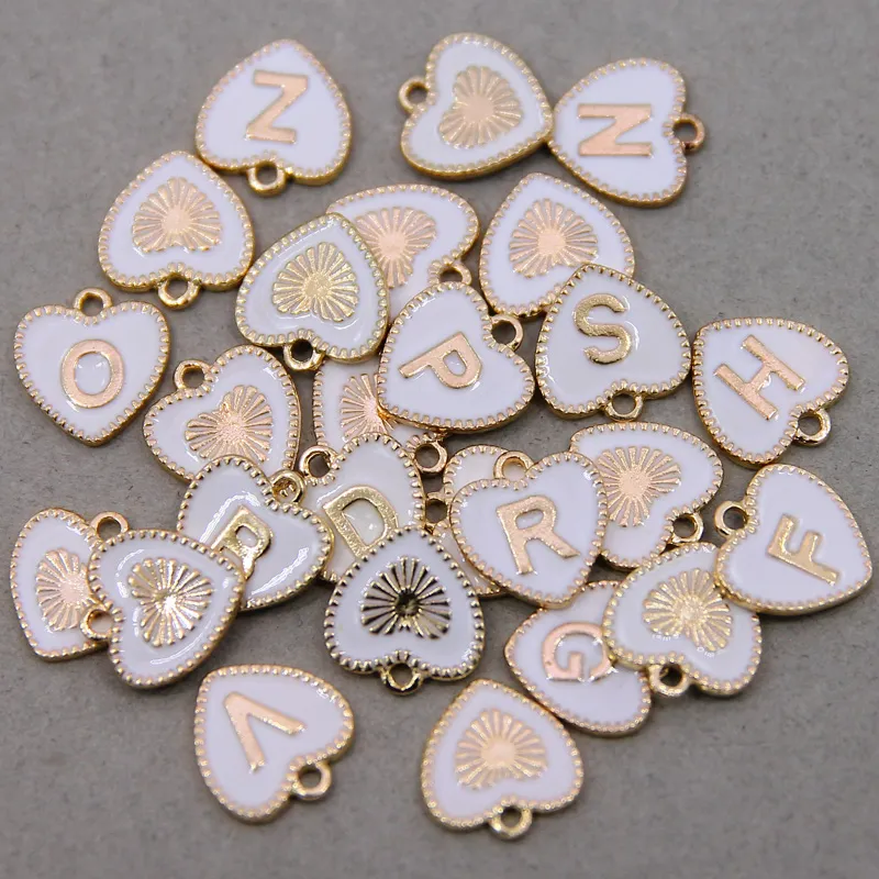 Enamel Alphabet Letter Charms White A Z Initial Pendants For DIY ...