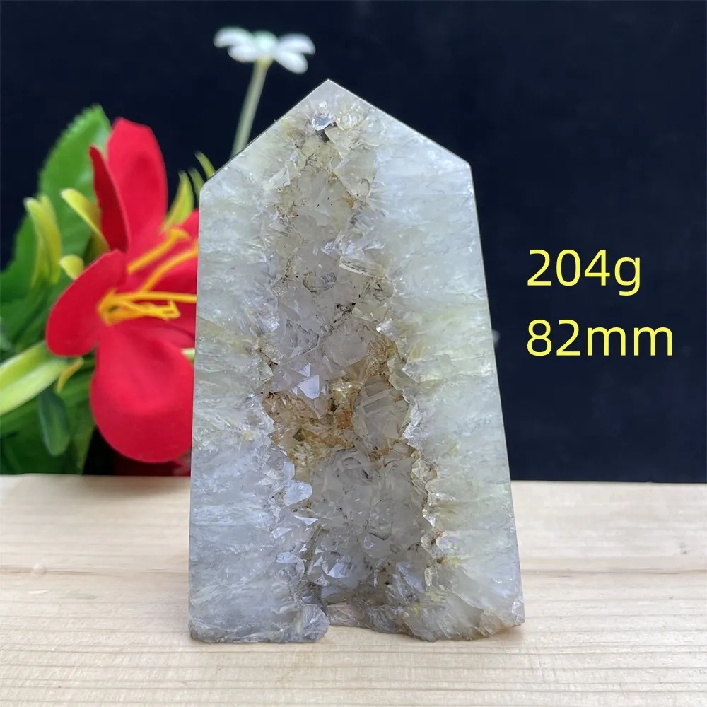 ブラックアゲート ジオード Natural Black Agate Geode Crystal Tower Hexagonal Square