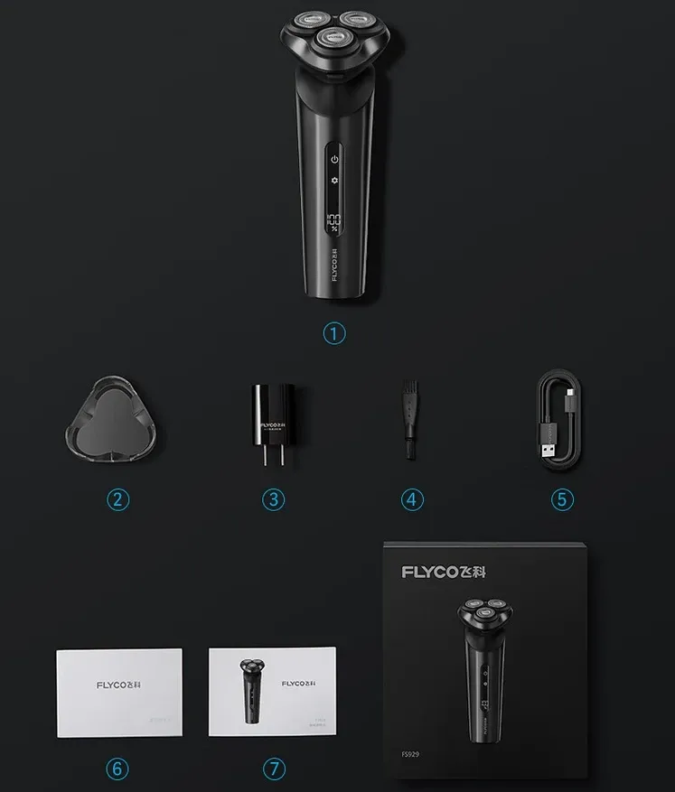 FLYCO FS928/FS929 Mens Smart Electric Shavers Full Body Washable, 1 ...