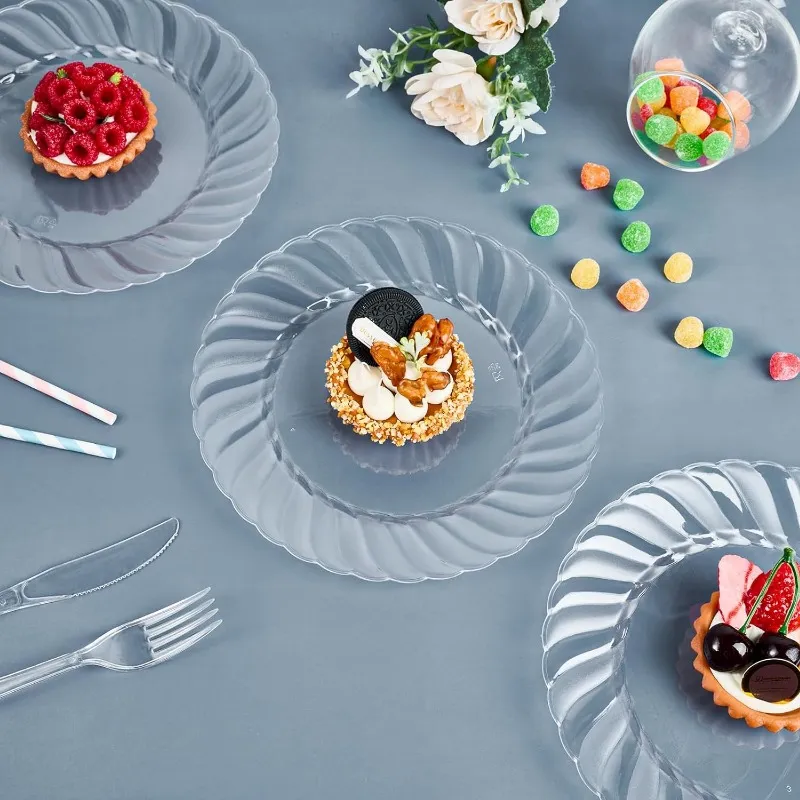 Wholesale Premium 9 Inch Clear Plastic Trays Dinner Plates Heavy Duty Disposable And Fancy Design From Homepro13 51.73 DHgate.Com