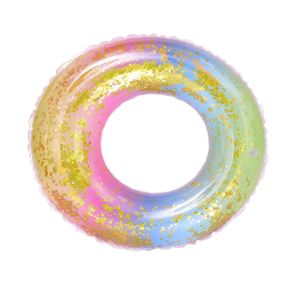 Translucent Float Rings Gradient Rainbow Inflatable Swim Ring for Adults - Translucent Thicken ...