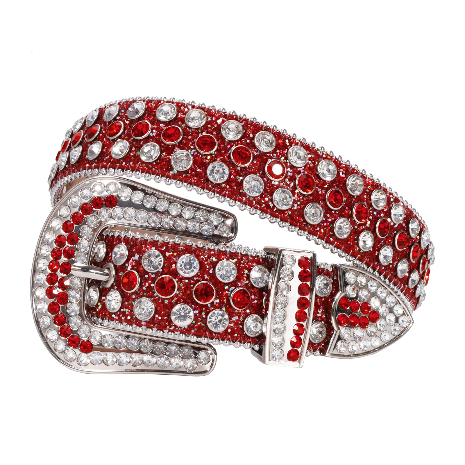 Western Rhinestone Belt with Colorful Crystal Buckle Decorative