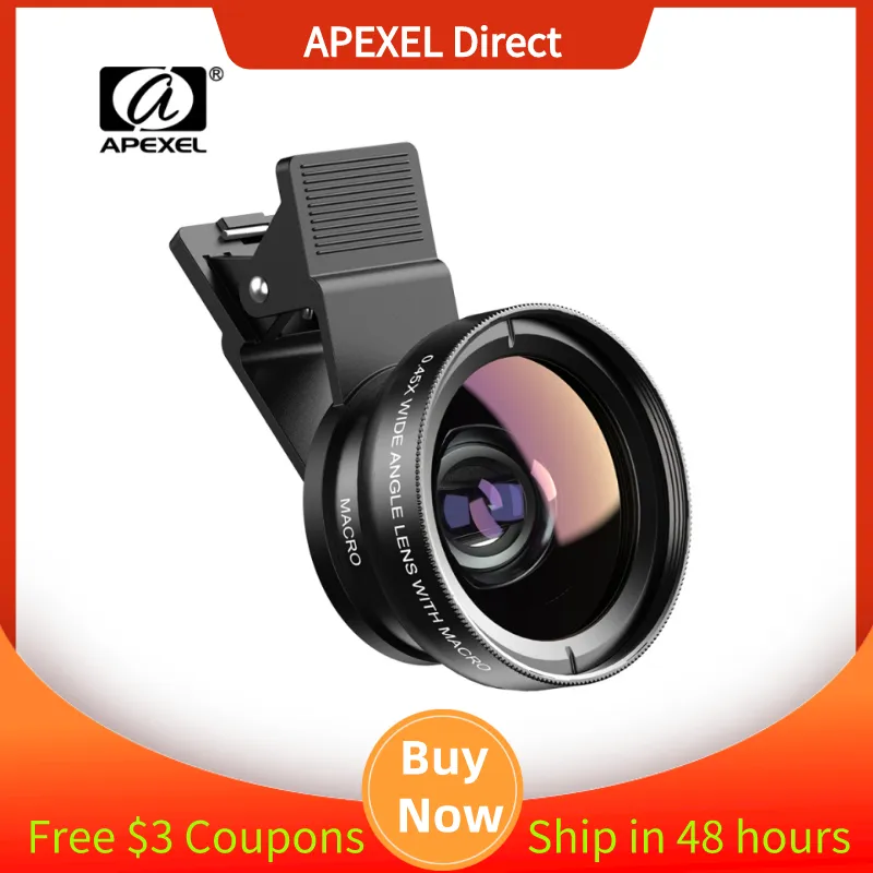 Apexel Macro Lens For Samsung S20 Plus Phone Lens Kit Wide Angle
