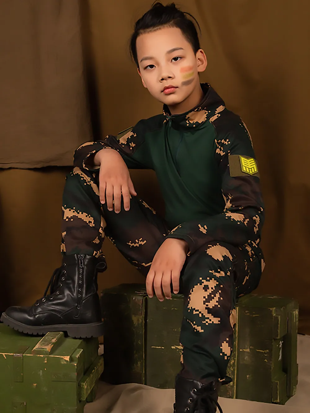 QIYUANT Tactische kleding voor kinderen, camouflage, softshelljas QIYUANT Tactische kleding voor kinderen, camouflage, softshelljas