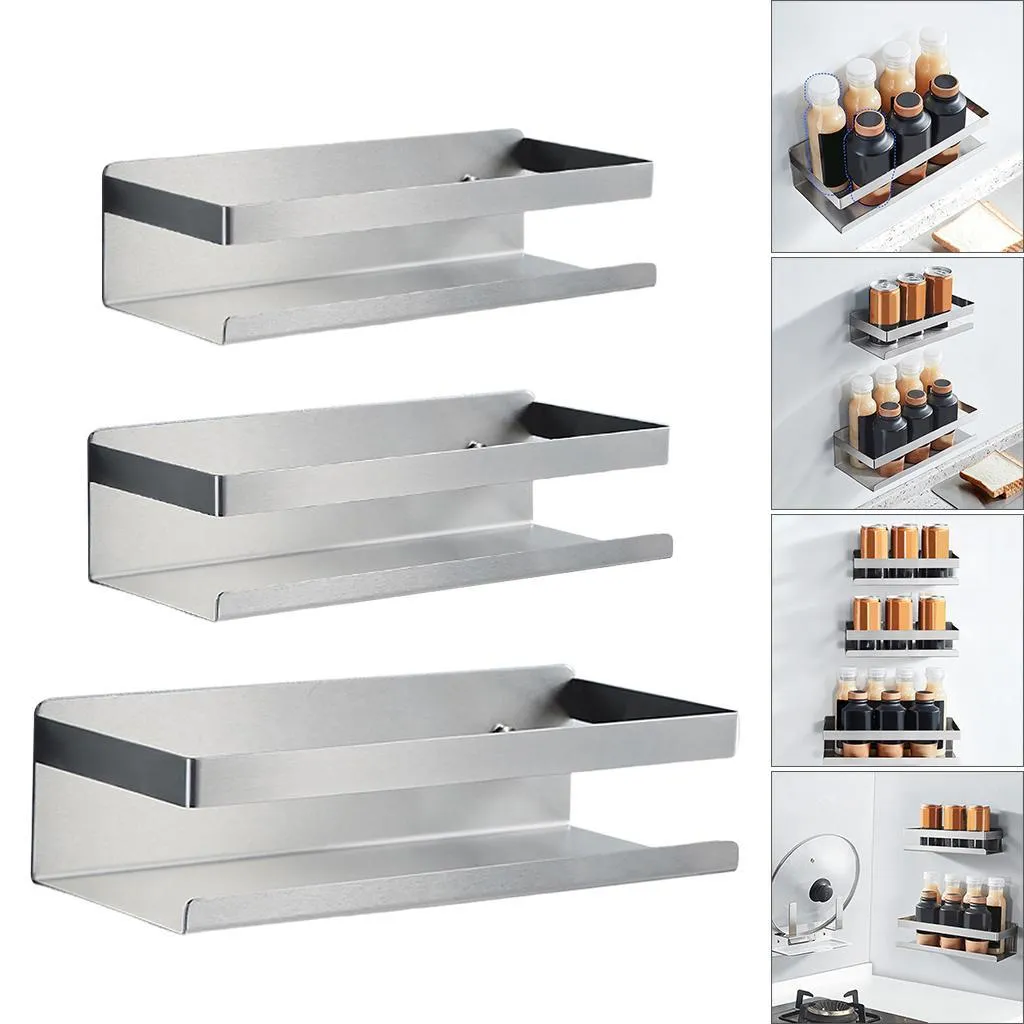Spice Rack Jar Organizer Shelf Wall Mounted Holder for Kitchen, No ...