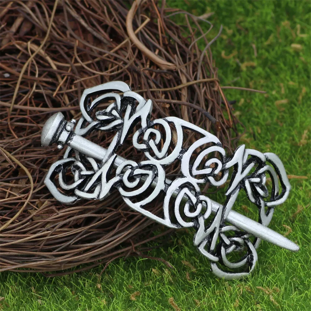 Tree Of Life Hair Clip - Celtic Knot Viking Hairpin Slide, Silver, 6x4cm
