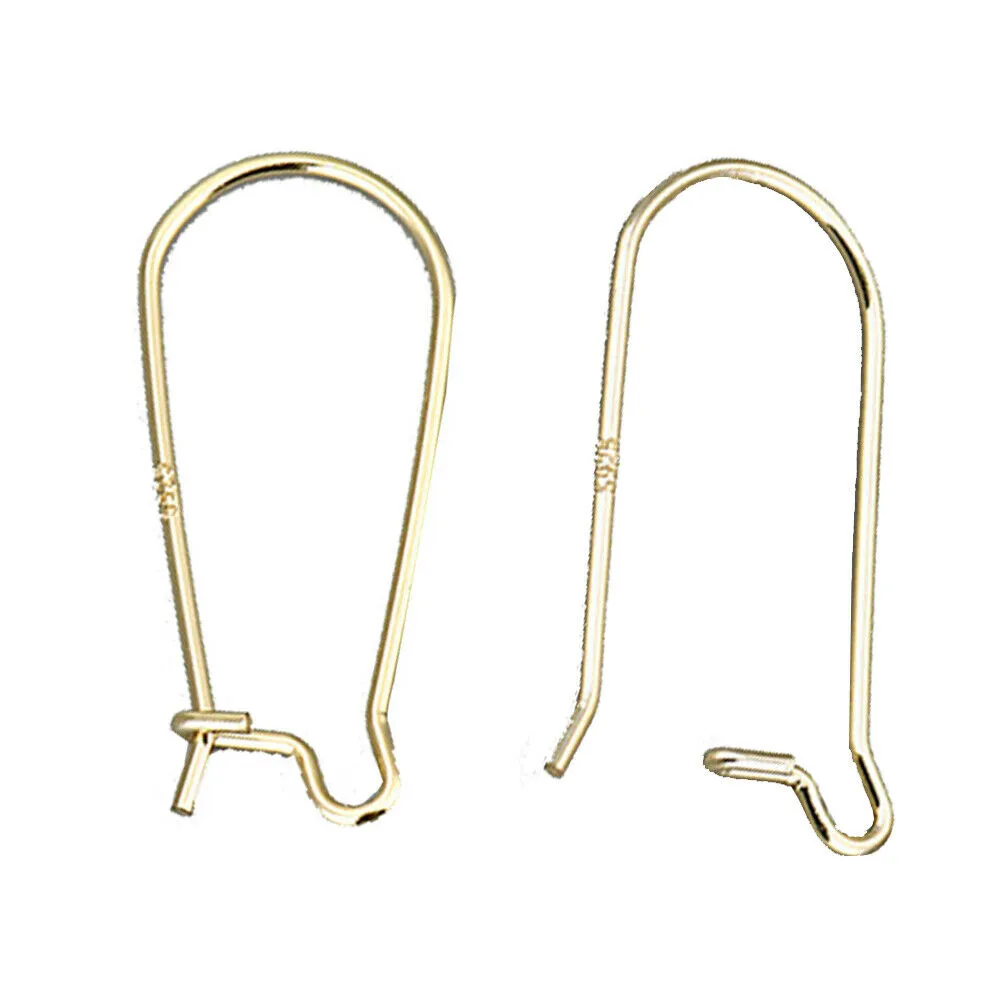 Silver Plated Brass 21 Gauge 18mm Kidney Ear Wires With Loop - Earring Making