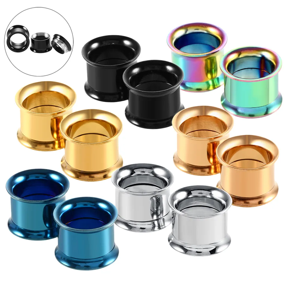 thumbnail image 2 of Fake Steel Ear Expander Tapers – Round Stretcher Studs For Piercing (Black Or White) 2 of 6