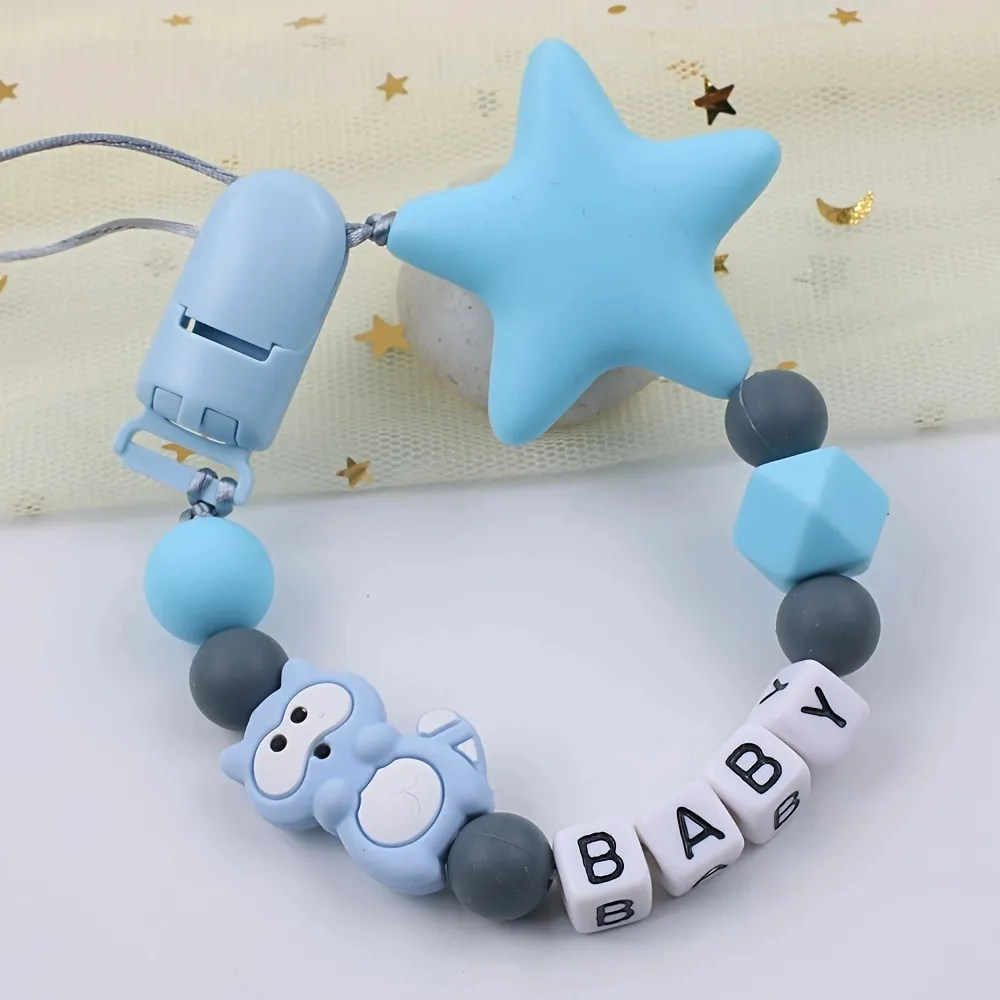 Silicone Baby Pacifier Chain with Pentagram Design, 29cm Pacifier Clip ...