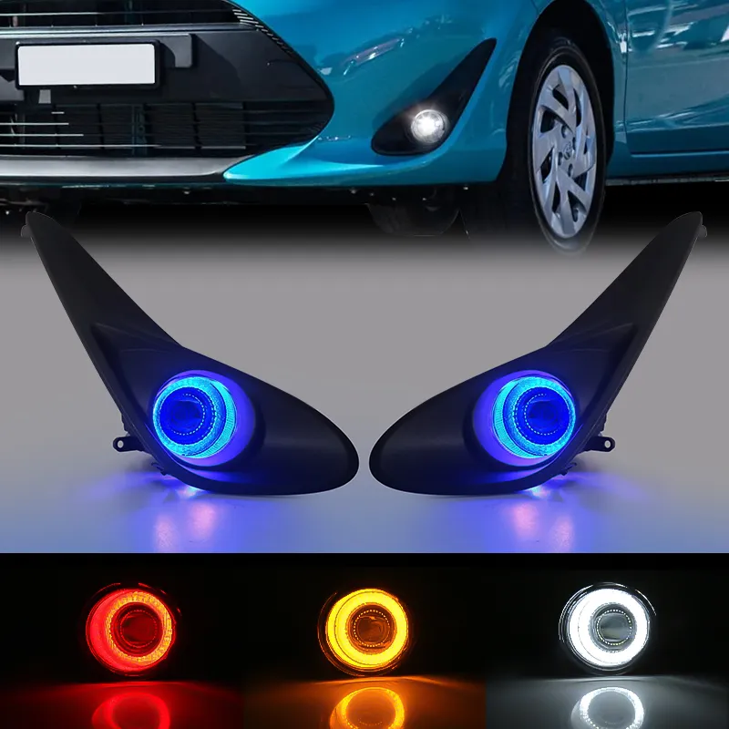 LED Fog Lamp DRL for Toyota Aqua Prius 2018 2024 Daytime Running Lights Angel Eyes Front Bumper Waterproof Driving Accessories