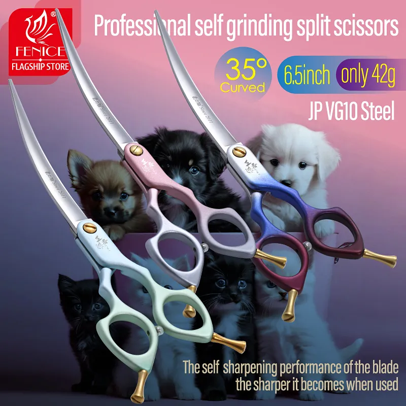 OSAQI Japanese Steel Pet Grooming Scissors - 10.9" Curved, Downward & Upward - For Dogs & Cats