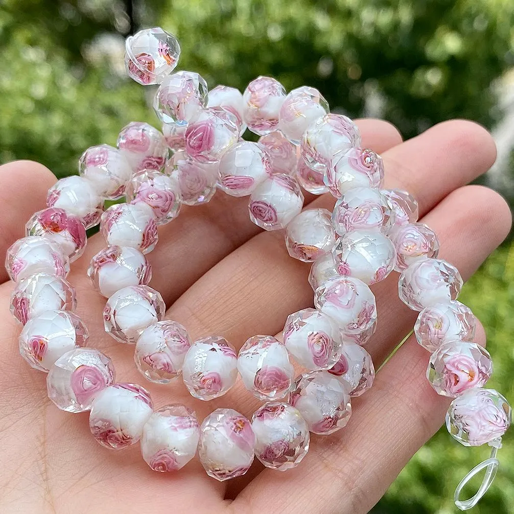 40pcs 10mm Lotus Pod Shape Lampwork Glass Beads - Loose Beads For Jewelry Making & Crafts
