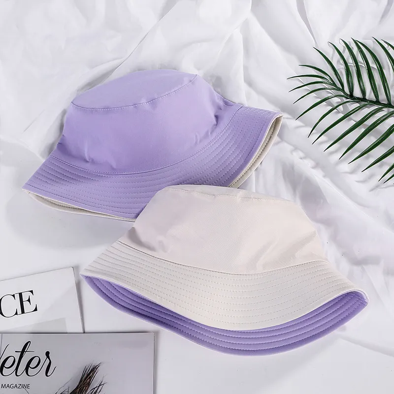 Double-sided Solid Color Bucket Hat Unisex Sun Hat  display picture 1