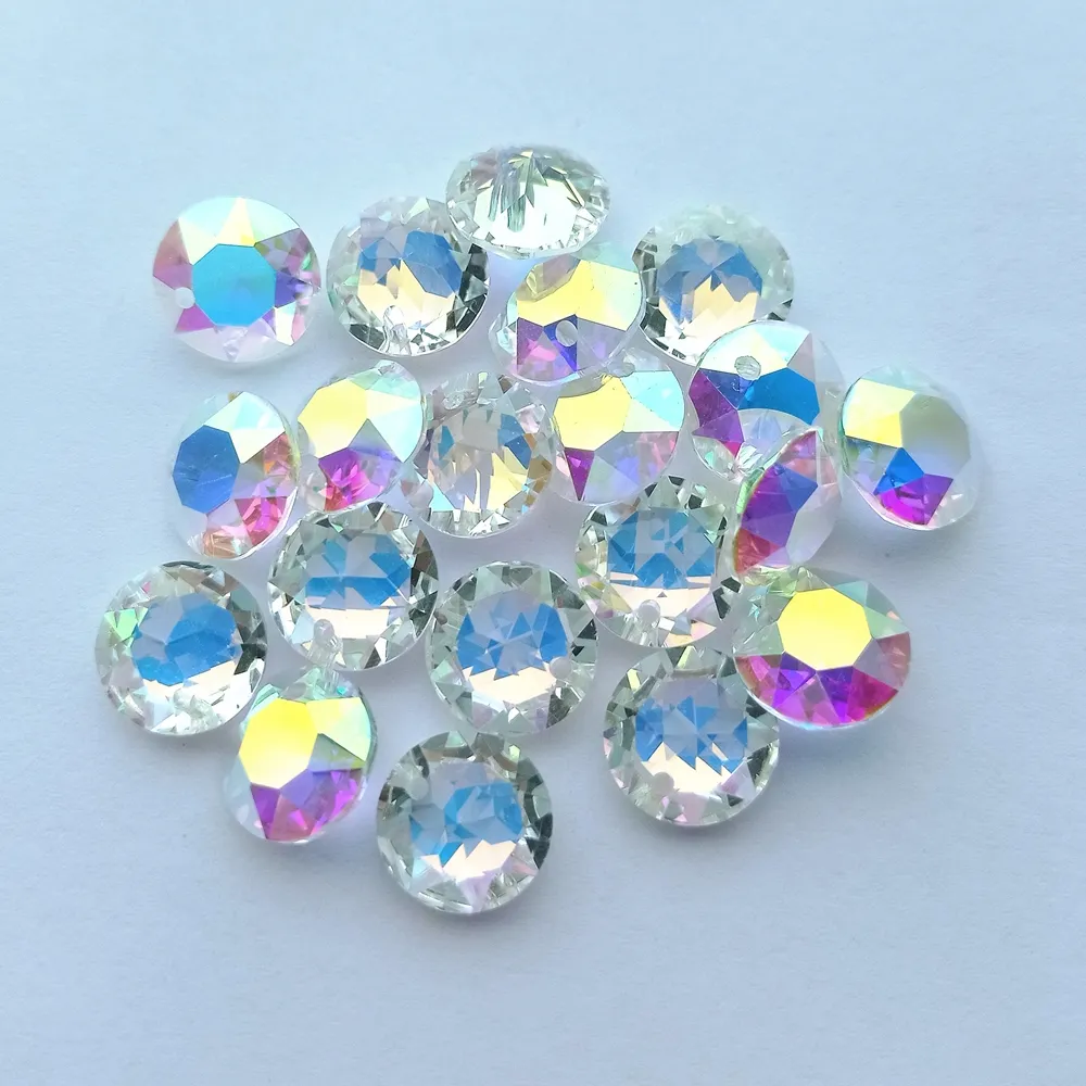 12mm Glass Rhinestone Pendant AB Rivoli Crystal Diamond DIY Necklace ...