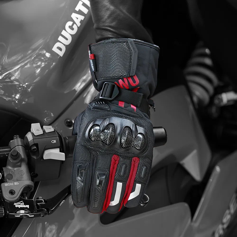Prime Leather Full-Finger Motorcycle Gloves 9004 – Multi-Colored Crunch Leather For Summer/Winter Riding