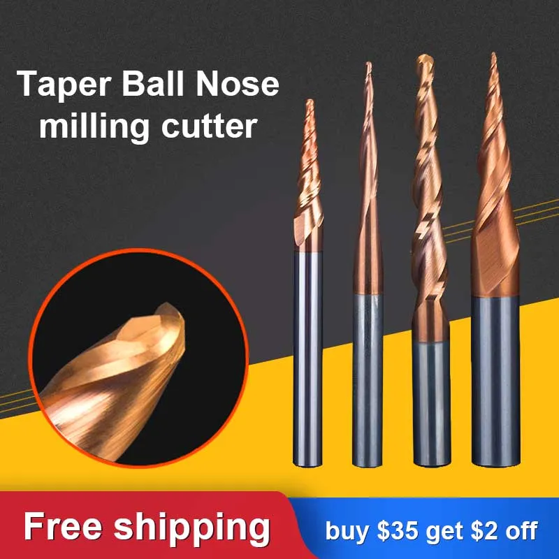 Taper Bit For Router UCHEER 3.175mm 4mm 6mm Carbide CNC Router Bits Taper Ball Nose Cutter ...