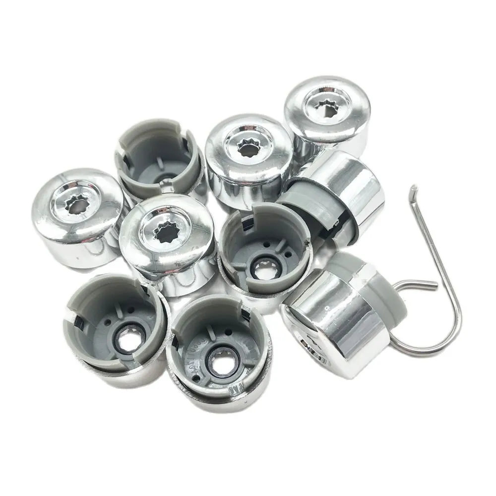 TRANSPORTER T5 T6 TOUAREG 2003-2019 WHEEL NUT BOLT COVERS CAPS 19mm Black X20 New Set Tool Vw
