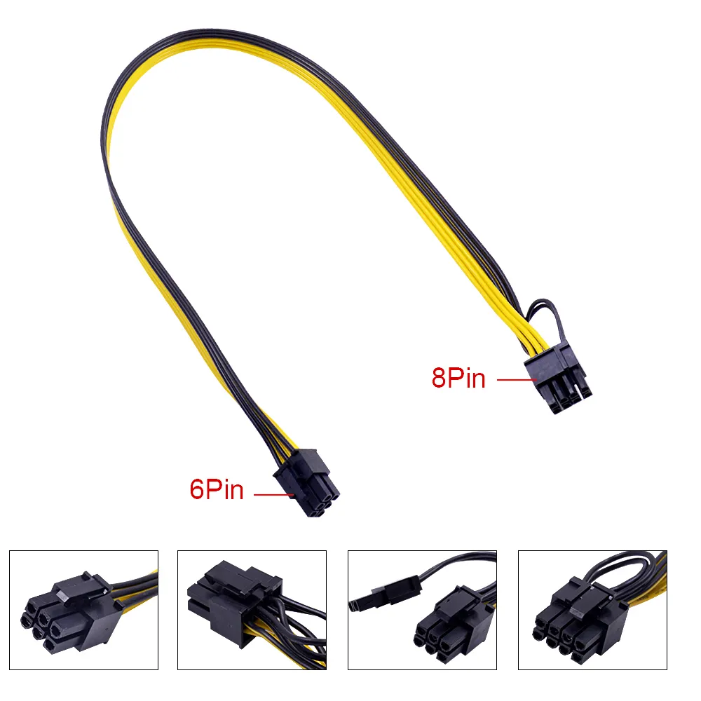 8 Pin PCIe Power Cable Adapter: 20cm 6 Pin To Dual 8 Pin 6+2 Pin For ...