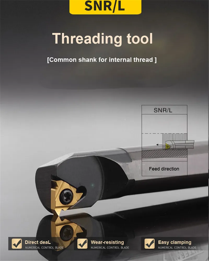 SNR Threading Boring Bar Set With Inserts - 4 Lathe Tool Holders & 14 Carbide Inserts For Internal Threading (8mm, 10mm, 12mm, 13mm Shanks)