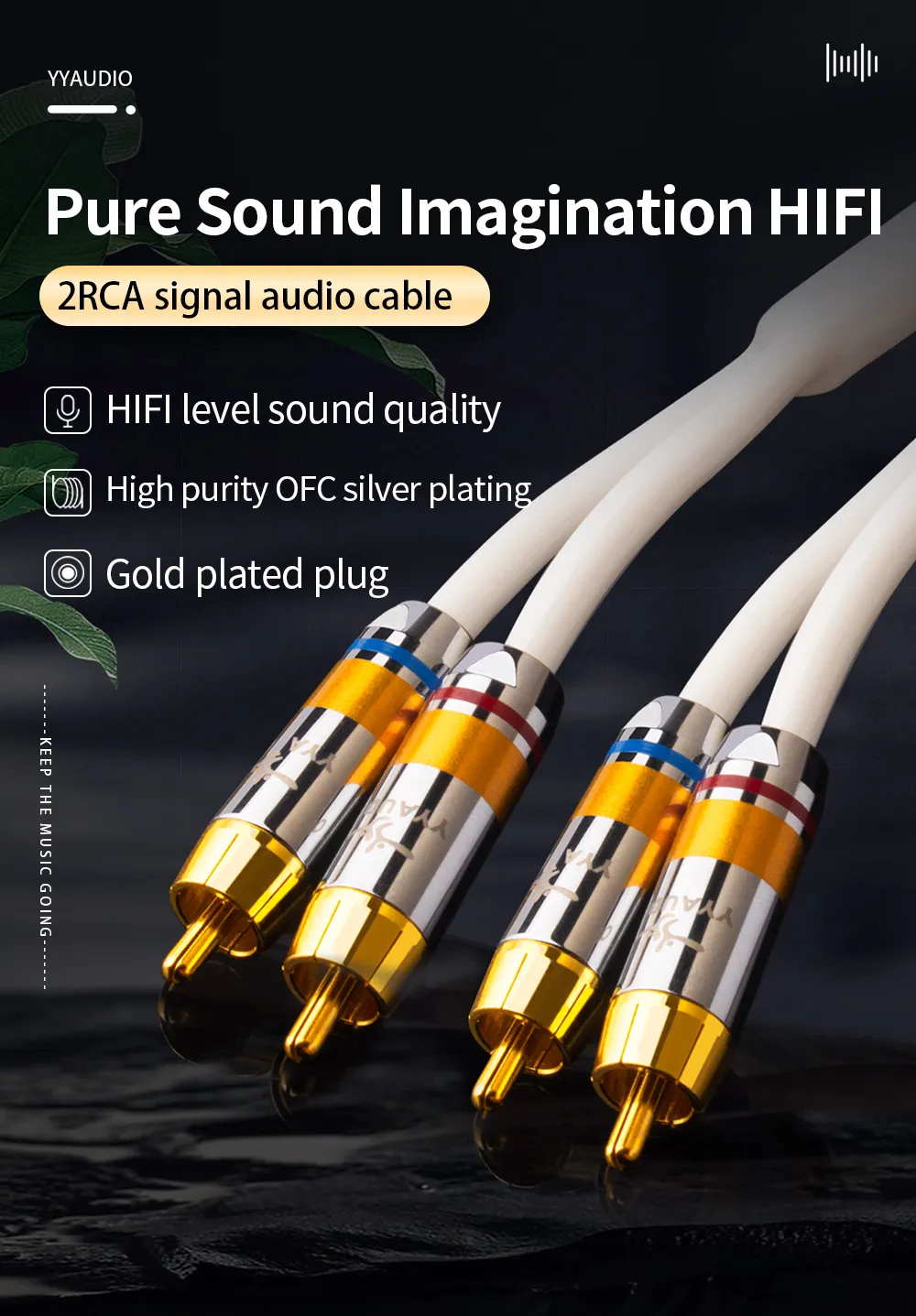 8mm Multi-Shielded OFC RCA Cable – Gold-Plated Audio Interconnect Cord, 3-Year Warranty