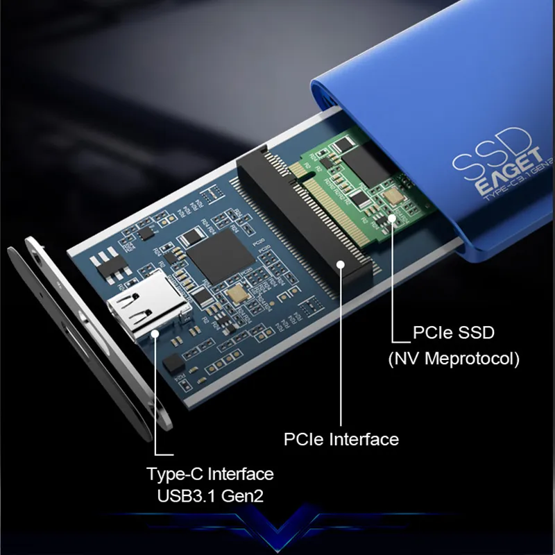 内蔵型SSD EAGET SP7 1TB M.2 2280 NVMe SSD EAGET SSD NVMe M.2 2280 PCIe 4.0x4 7400MB/s Read 3D NAND