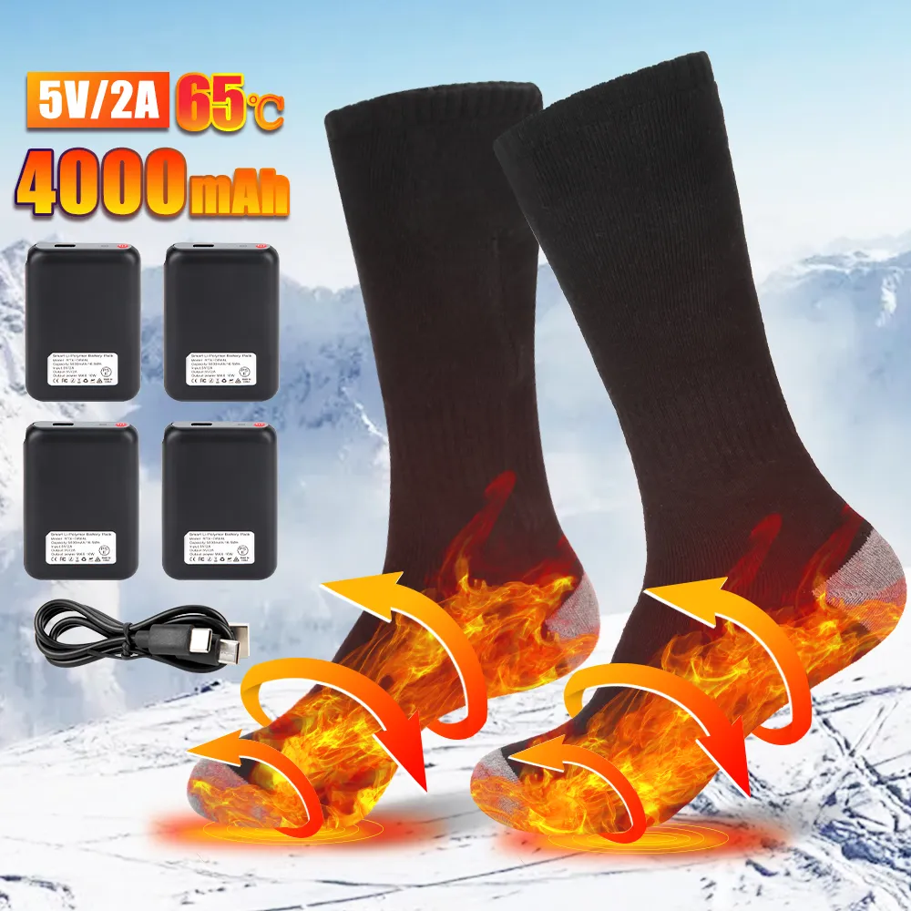 Heated Socks Rechargeable Winter Foot Warmers Electric Thermal Ski