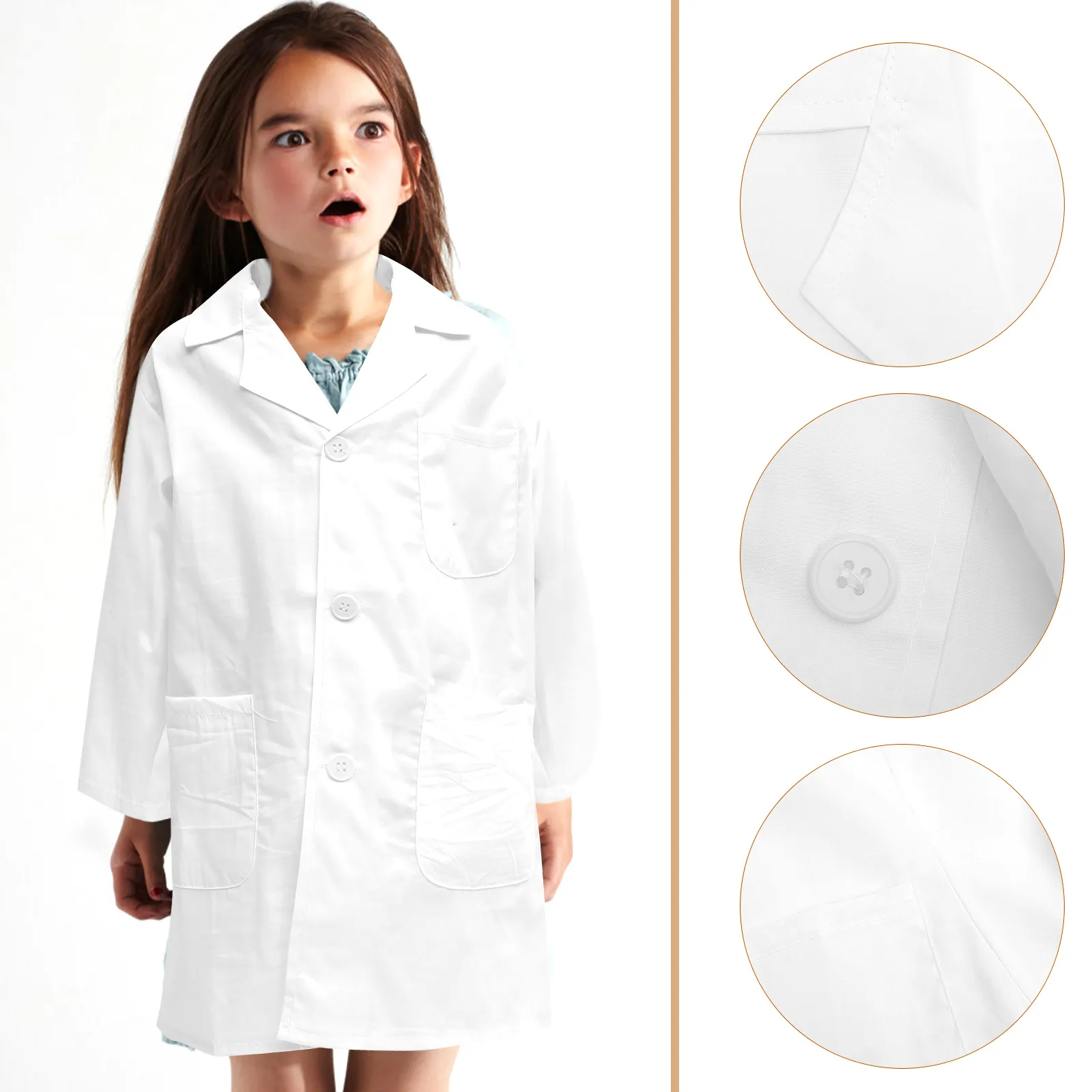 Washable Pink Lab Coat Scientist Costume For Toddler Kids Durable