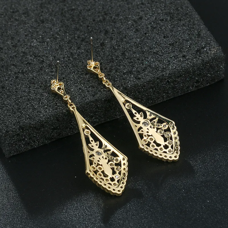 Cubic Zirconia Diamond Stud Earrings, Art Deco Crystal Drop