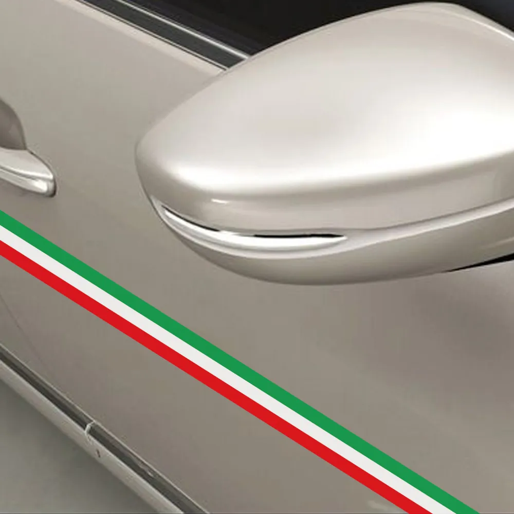 Italian Car Sticker Italy Flag Car Sticker 1.5cm PVC Italian Long Flag Decal Badge, Bright ...
