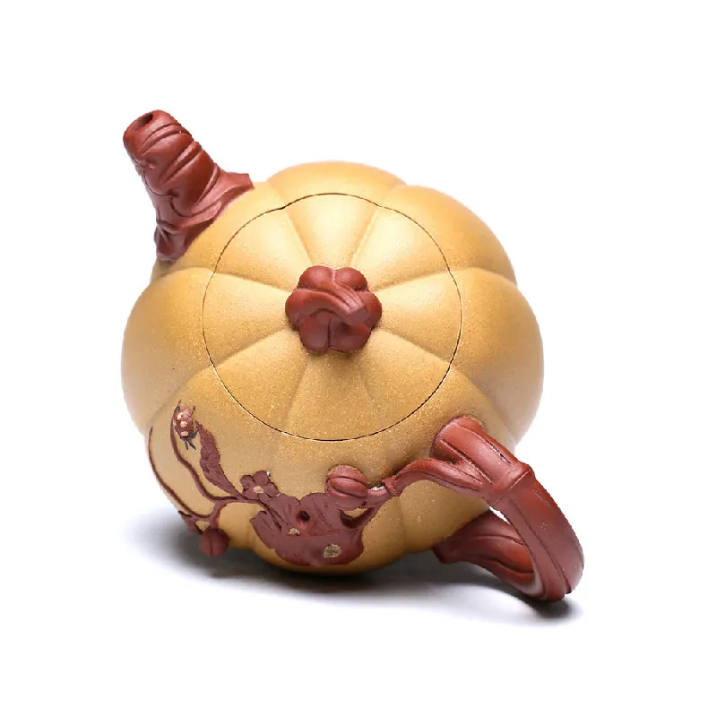 Handcrafted Yixing Zisha Teapot: Unique Pumpkin Shape, 250ml, Purple Clay, Original Mine, Chinese Hand Carved Tea Set, Perfect Gift Handcrafted Yixing Zisha Teapot: Unique Pumpkin Shape, 250ml, Purple Clay, Original Mine, Chinese Hand Carved Tea Set, Perfect Gift