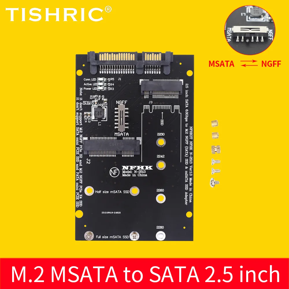 TISHRIC 2.5 inch SATA 60Gbps to M2 NGFF SATA SSD MSATA SSD Adapter MSATA to SATA M.2 NGFF to SATA Hard Disk Adapter Board