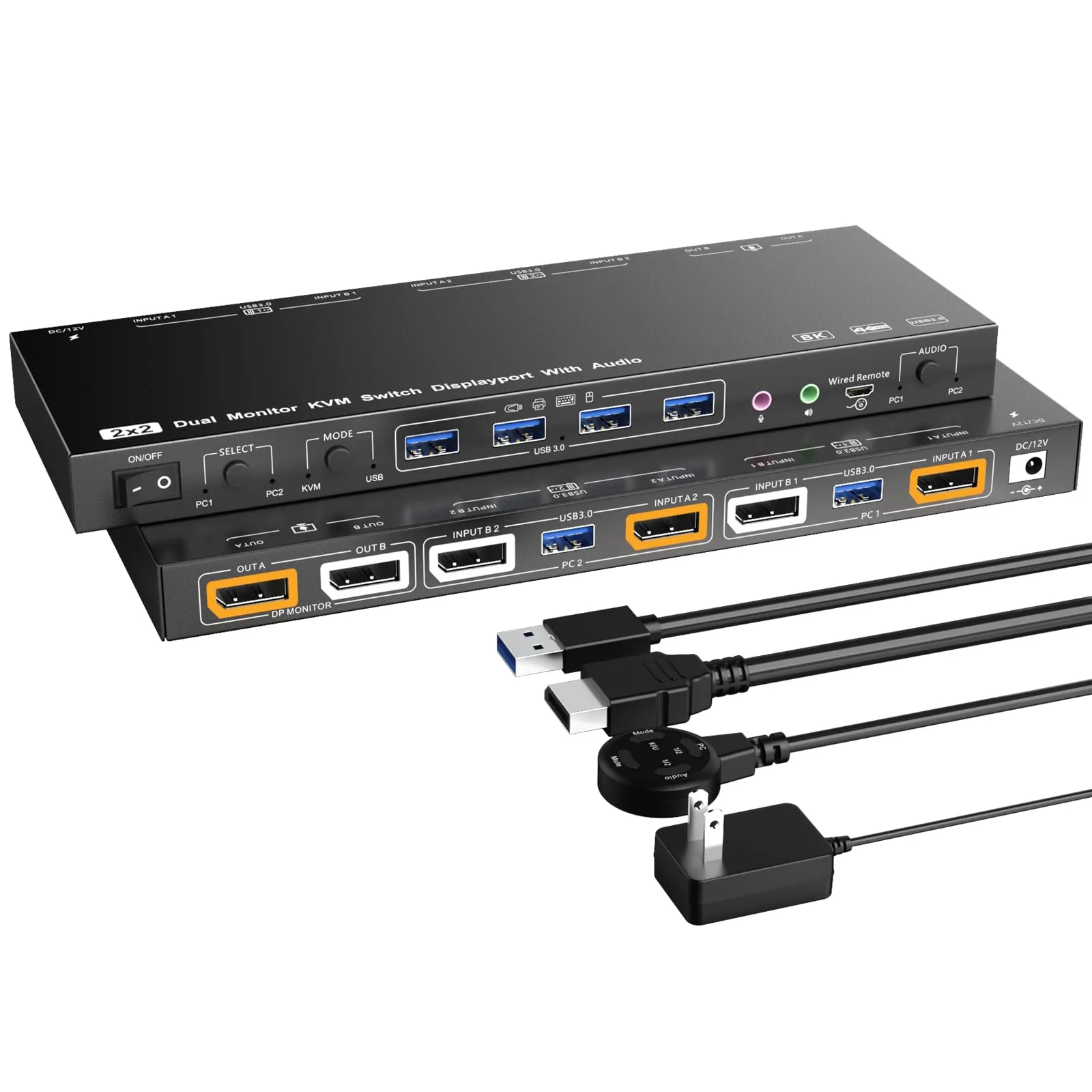 Commutateur KVM USB-C/HDMI Pour 2 PC Et 2 écrans - Partage Clavier, Souris, Moniteurs 4K