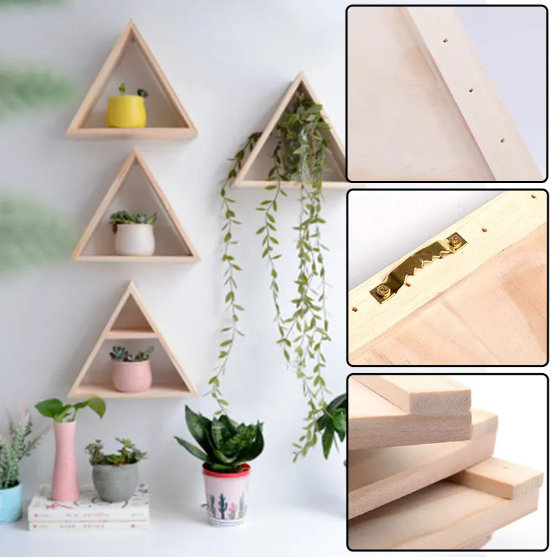 Triangle Shelf Rack Triangular Wall Shelf: Wood Floating Shelves for Home Decor, Rustic ...