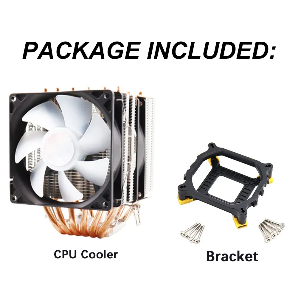 6 Heatpipe RGB CPU Cooler Radiator Silent PWM 4 Pin Fan 150W Cooling ...