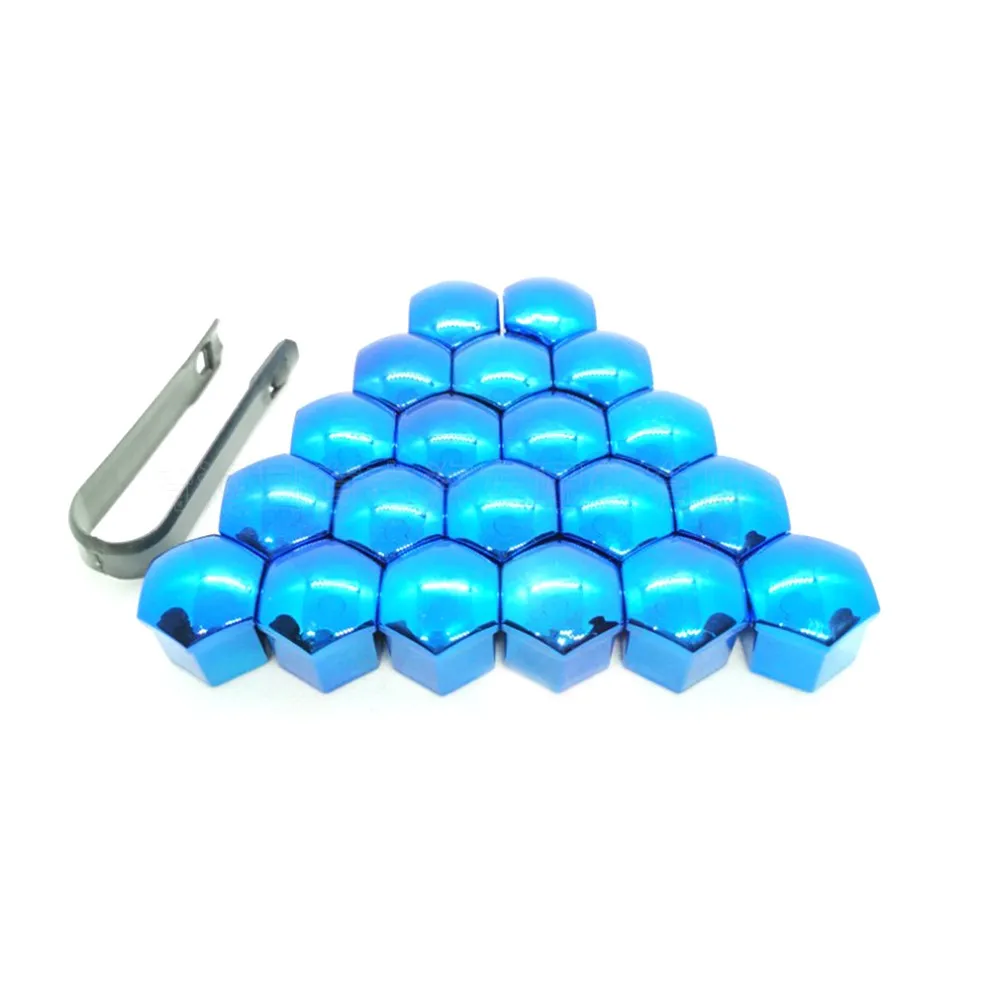 20x 19mm Alloy Wheel Hex Nut / Bolt Caps Covers – Chrome – With Installation Tool