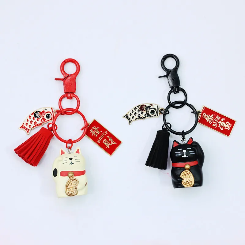 2023 Lucky Cat cute keychains with Chubby Resin Maneki Neko