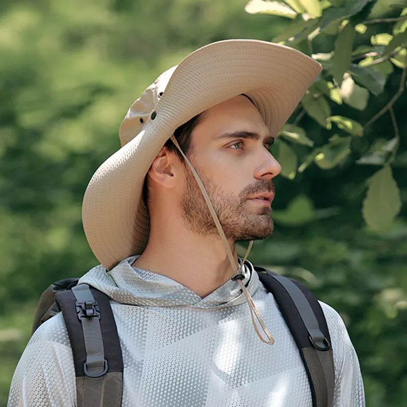 Waterproof Wide Brim Bucket Hat for Men Summer Outdoor Hiking Fishing ...