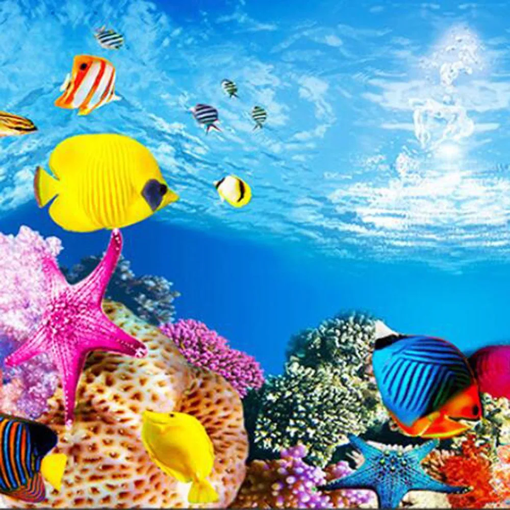 Fish Tank Background Paper 3D Aquarium Background Sticker