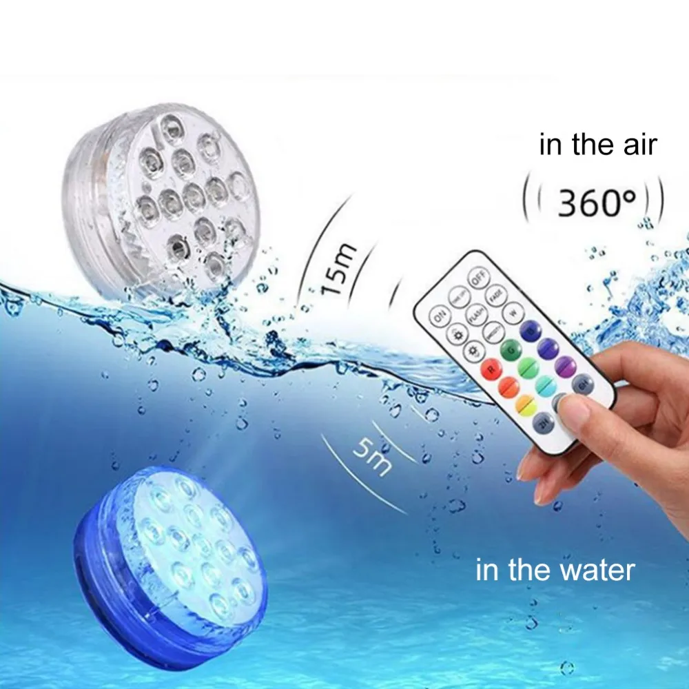 Underwater RGB LED Fountain Lights, IP68 Waterproof Submersible Lamp ...
