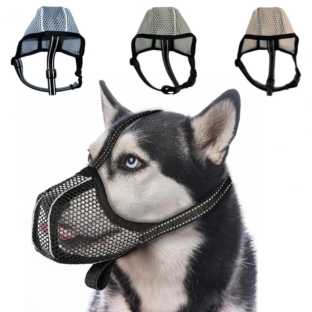 No Bite Breathable Mesh Dog Muzzle For Medium Dogs Anti-Biting